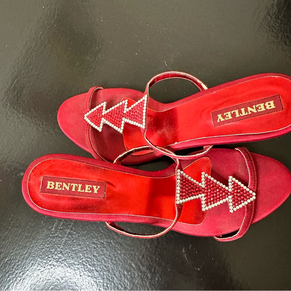 Vintage Bentley Chic Red Embellished Heels - Picture 8 of 16